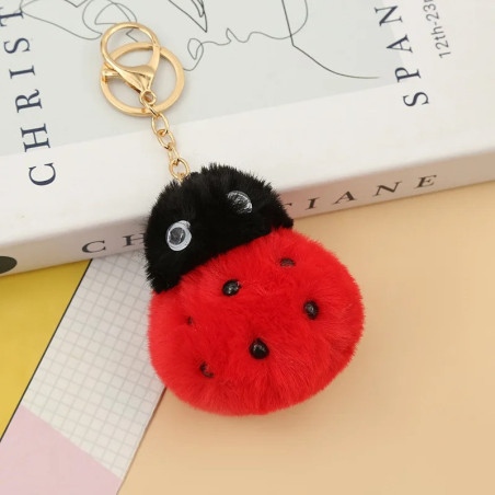 Vue détaillée Porte-clés Coccinelle en peluche