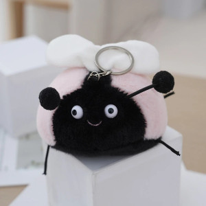 Porte-clés Coccinelle Souriante Grande Peluche Couleur Rose