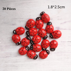 Décoration Figurine Coccinelles Rouges -18 mm x 25mm - Lot de 20 pièces