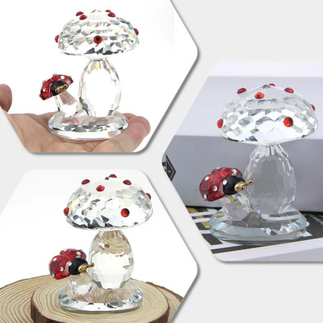 Vue détaillée  de la Figurine Coccinelle en Cristal