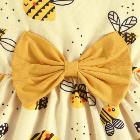 Details de la Robe été Bébé Abeille 'Douce Mélodie des Ailes' -  Lot de 2