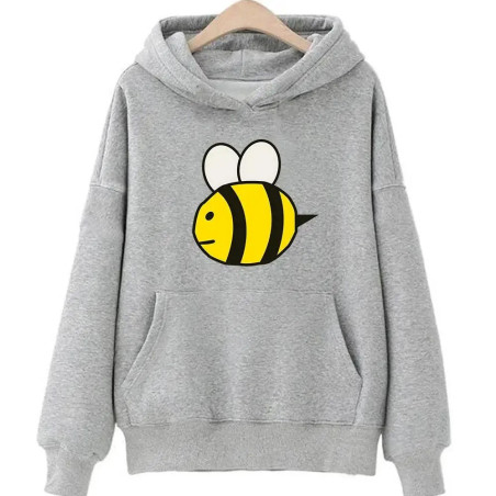 Hoodie Bee Grande Abeille Animée Couleur Gris