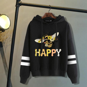 Hoodie Abeille - Bee  Happy Couleur Noir