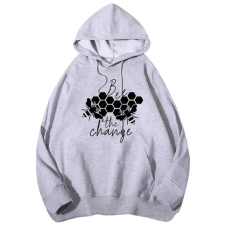Hoodie Abeille - Bee The Change Couleur Gris