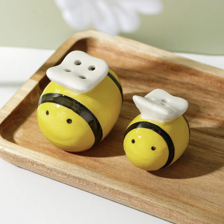 Salière et Poivrière en céramique en forme d'abeille