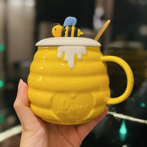 Tasse Mug Petit pot de miel en céramique jaune moutarde