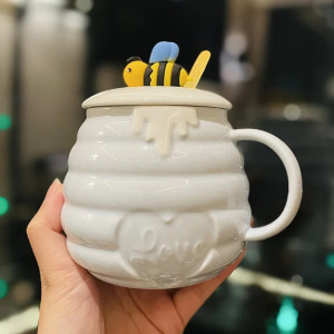 Tasse Mug Petit pot de miel en céramique blanc