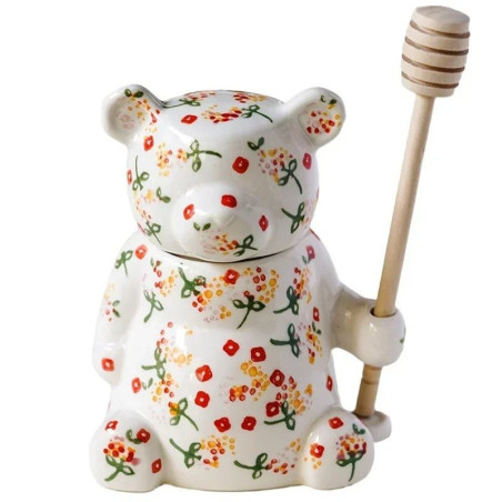 Détails du Pot à miel ourson en céramique décorée