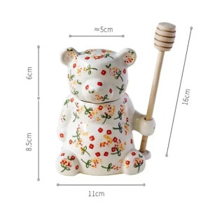 Dimensions du Pot à miel ourson en céramique décorée