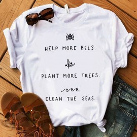 Camiseta Abeja "Help More Bees" 100% Algodón para Mujer