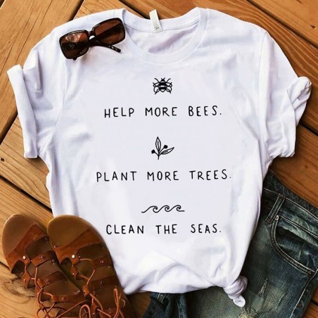 Camiseta Abeja "Help More Bees" 100% Algodón para Mujer