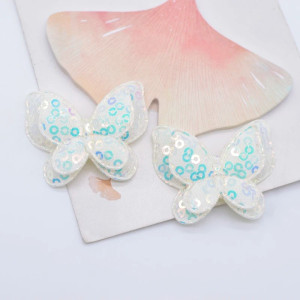 Écussons Papillons Ailes Papillon 3D à Paillettes Blanc