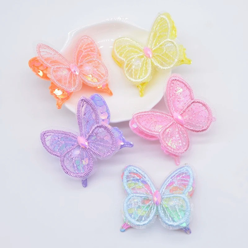 Écussons Papillons Ailes Papillon en maille à deux couches - Lot de 10 pièces - 6 couleurs au choix
