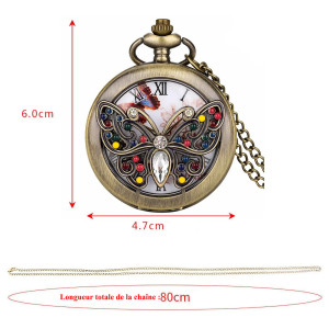 Montre de Poche Rétro à Quartz Papillon Modèle Bronze