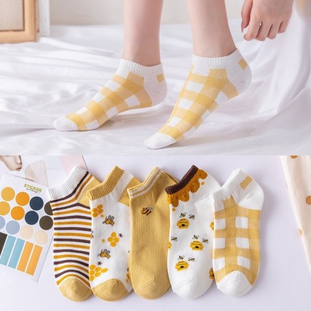 Lot de 5 paires de chaussettes abeille basses taille unique