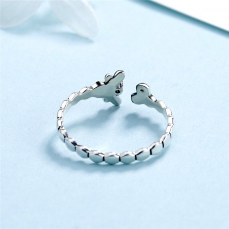 bague argent Sterling 925 avec pierre jaune abeille