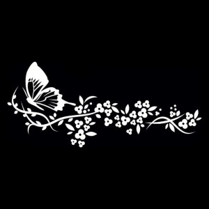 Autocollant Papillon en Vinyle "Fleur Volante Papillon\" Blanc
