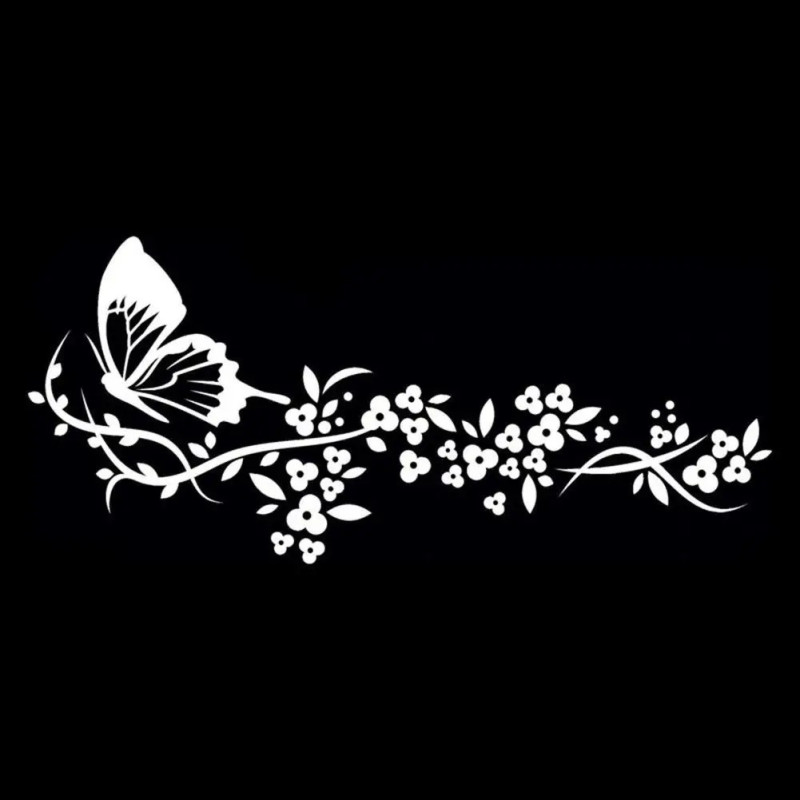 Autocollant Papillon en Vinyle "Fleur Volante Papillon\" Blanc