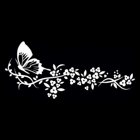 Autocollant Papillon en Vinyle "Fleur Volante Papillon\" Blanc