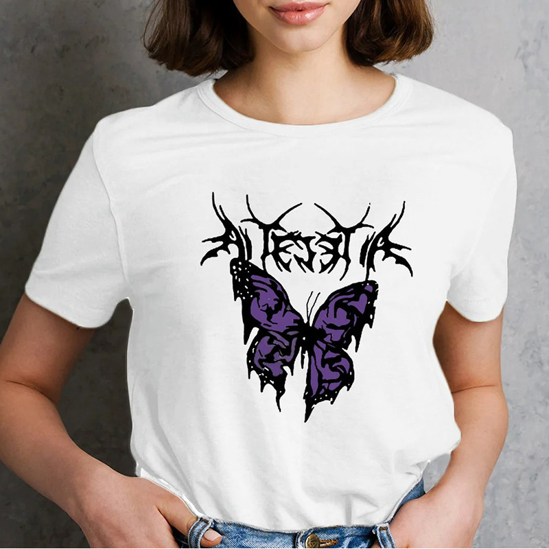 T-Shirt Grand Papillon Gothique Blanc