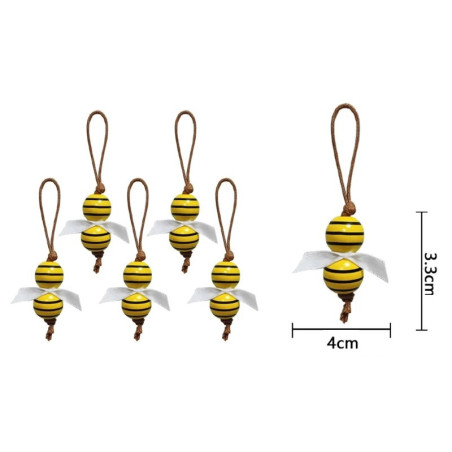 dimensions  Lot de 5 figurines abeilles en bois
