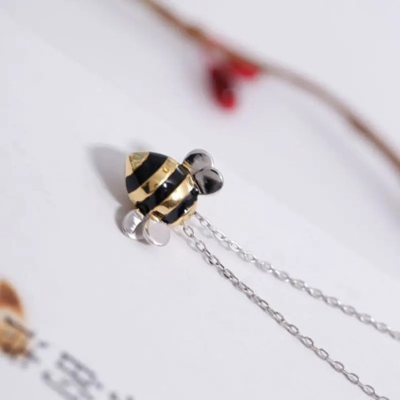Collier et pendentif mignonne abeille en argent Sterling 925