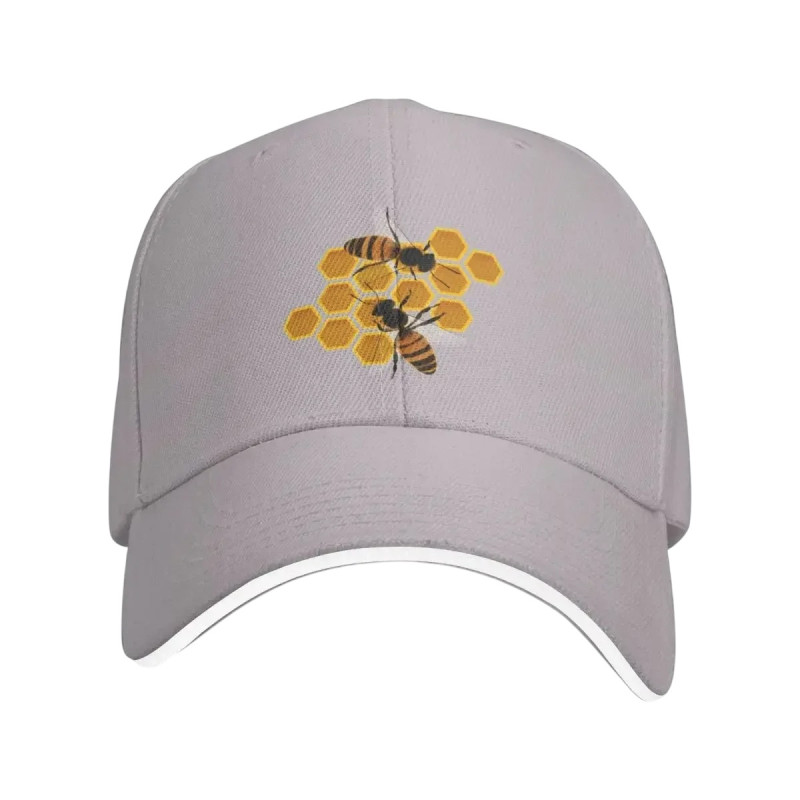 Caquette de baseball abeille et miel Couleur gris fonce