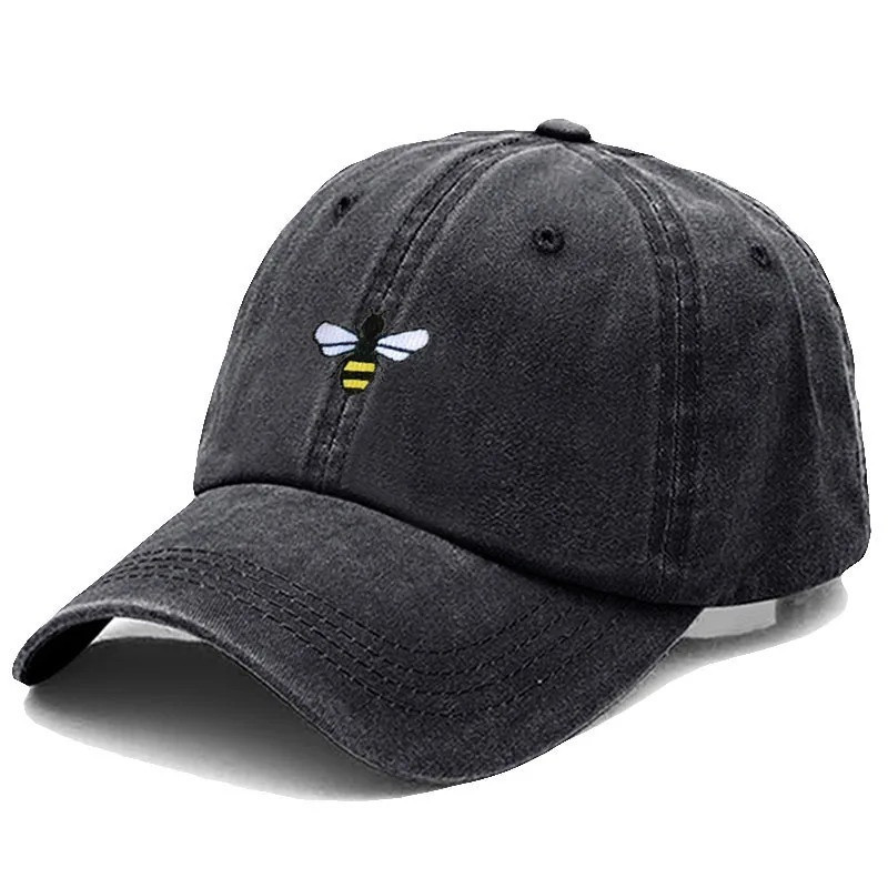 Casquette de Baseball unisexe Vintage avec Logo Abeille Couleur Gris fonce