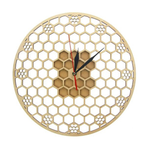 Vue détaillée Grande Horloge murale en forme d'abeille