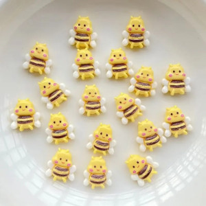 Vue détaillée Décourations pour ongles en forme d'abeille 3D en résine - Lot de 20 pièces !
