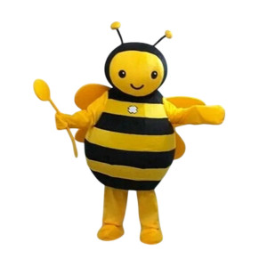 Costume de mascotte d'abeille aux rayures noires et jaunes !