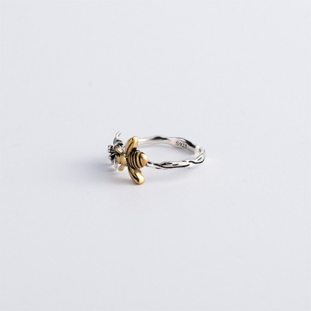 bague bijoux abeille et fleur, en argent Sterling 925