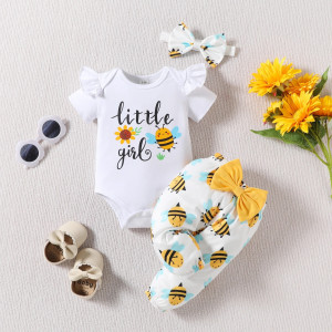 Barboteuse Bébé Abeille Nid d'Abeille Sans Manches