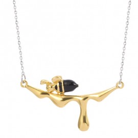 Collier en forme d'insecte au miel d'abeille pour femmes couleur or