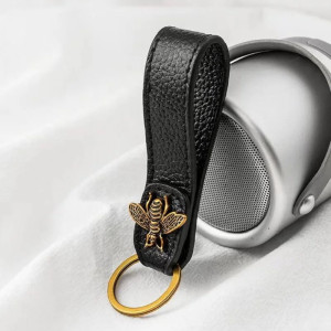 Llavero Abeja "Elegancia Real" | Cuero y Bronce | Regalo Único