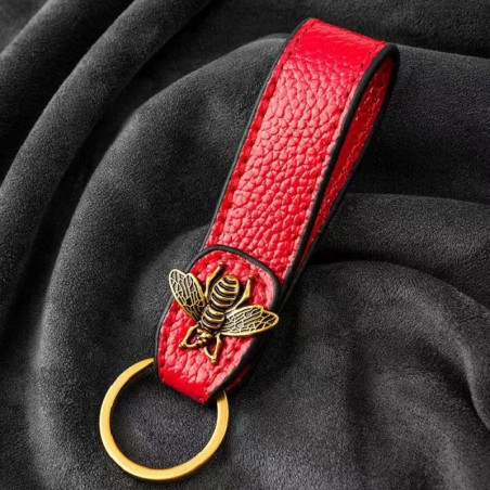 Llavero Abeja "Elegancia Real" | Cuero y Bronce | Regalo Único