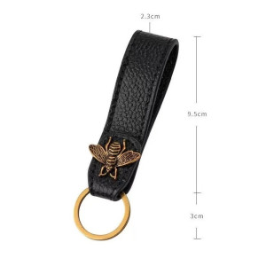 Llavero Abeja "Elegancia Real" | Cuero y Bronce | Regalo Único