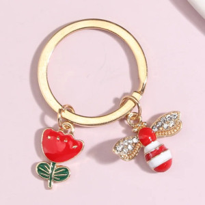 Llavero Abeja Original Jardín Rojo | Idea Regalo Mujer