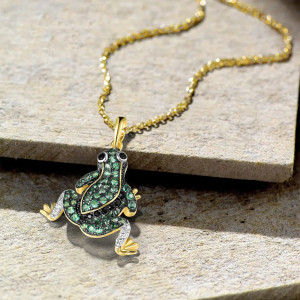 Colgante Rana Plata 925 con Espinela Verde | Joya Única