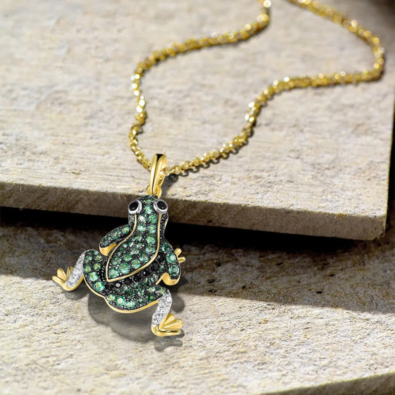 Colgante Rana Plata 925 con Espinela Verde | Joya Única