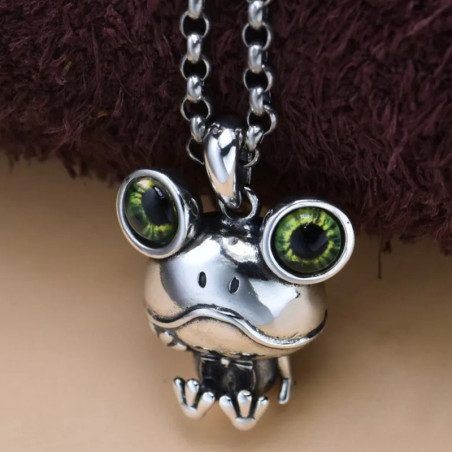 Collar Rana Ojo Místico Verde | Joya de Plata de Ley 925