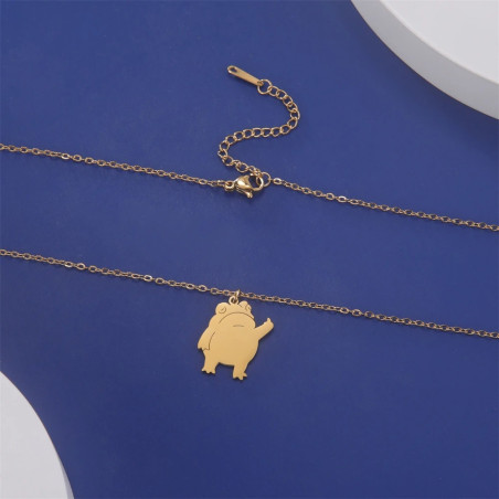 Collar Rana Gesto Travieso de Acero Inoxidable - Joya Original