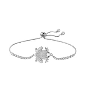 Bracelet Grenouille Couleur Argent Cristallin