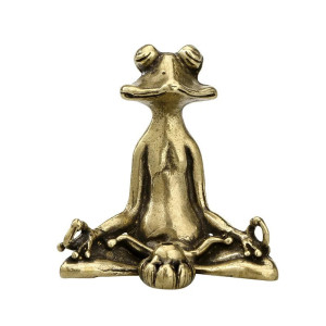 détails Statue Grenouille en Méditation en Laiton pour Encens