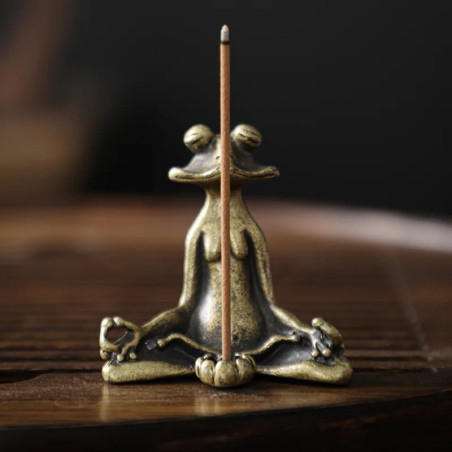 Statue Grenouille en Méditation en Laiton pour Encens