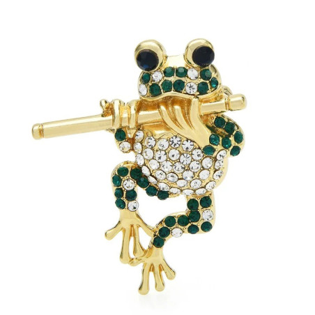 détails "Broche Grenouille "Flûte d'Or"