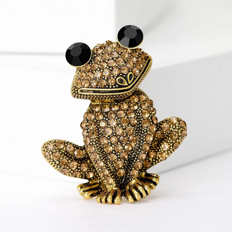 Broche Grenouille Regard Onyx
