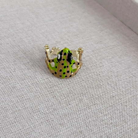 Anillo Rana Tropical Vibrante - Anillo Ajustable Esmaltado