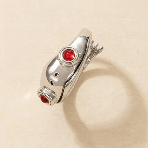 Bague Grenouille Argentée Rubis