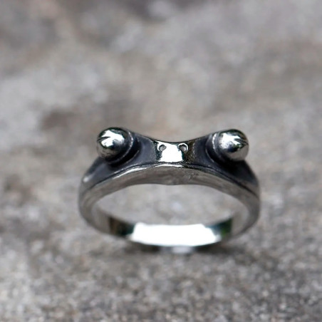 Magnifique Bague Grenouille "Light Guide" en Acier Inoxydable